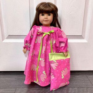 Doll Nightgown Pillow Pink Green fits American Girl and 18” Dolls New Doll Cloth